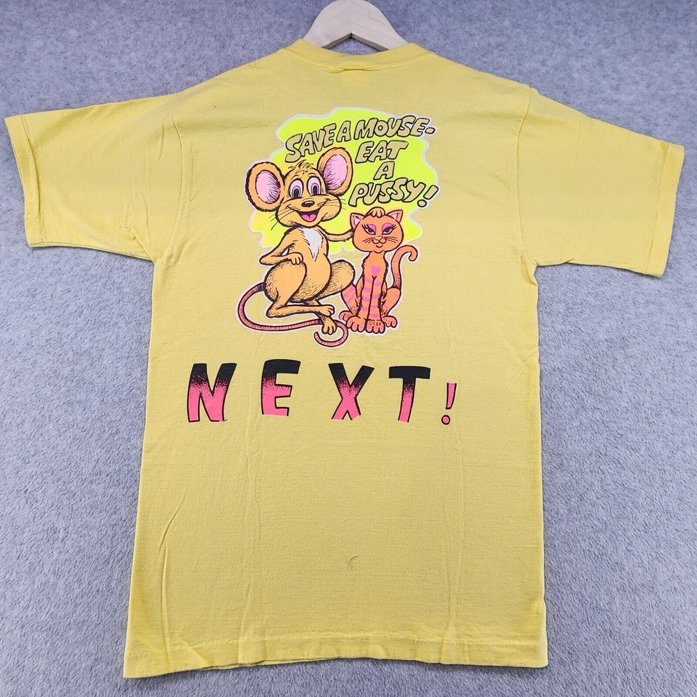 Vintage Westwood T-Shirt Top Men's Solid Yellow Cotton Vintage Single Stitch